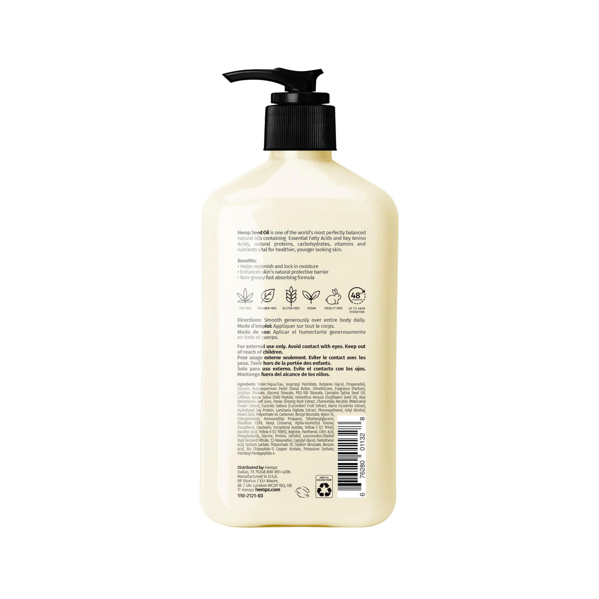 Hempz cream texture close-up highlighting smooth hydration and fast absorption