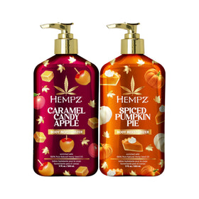 Hempz fall duo front packaging showing both 17 oz lotion bottles and seasonal labels