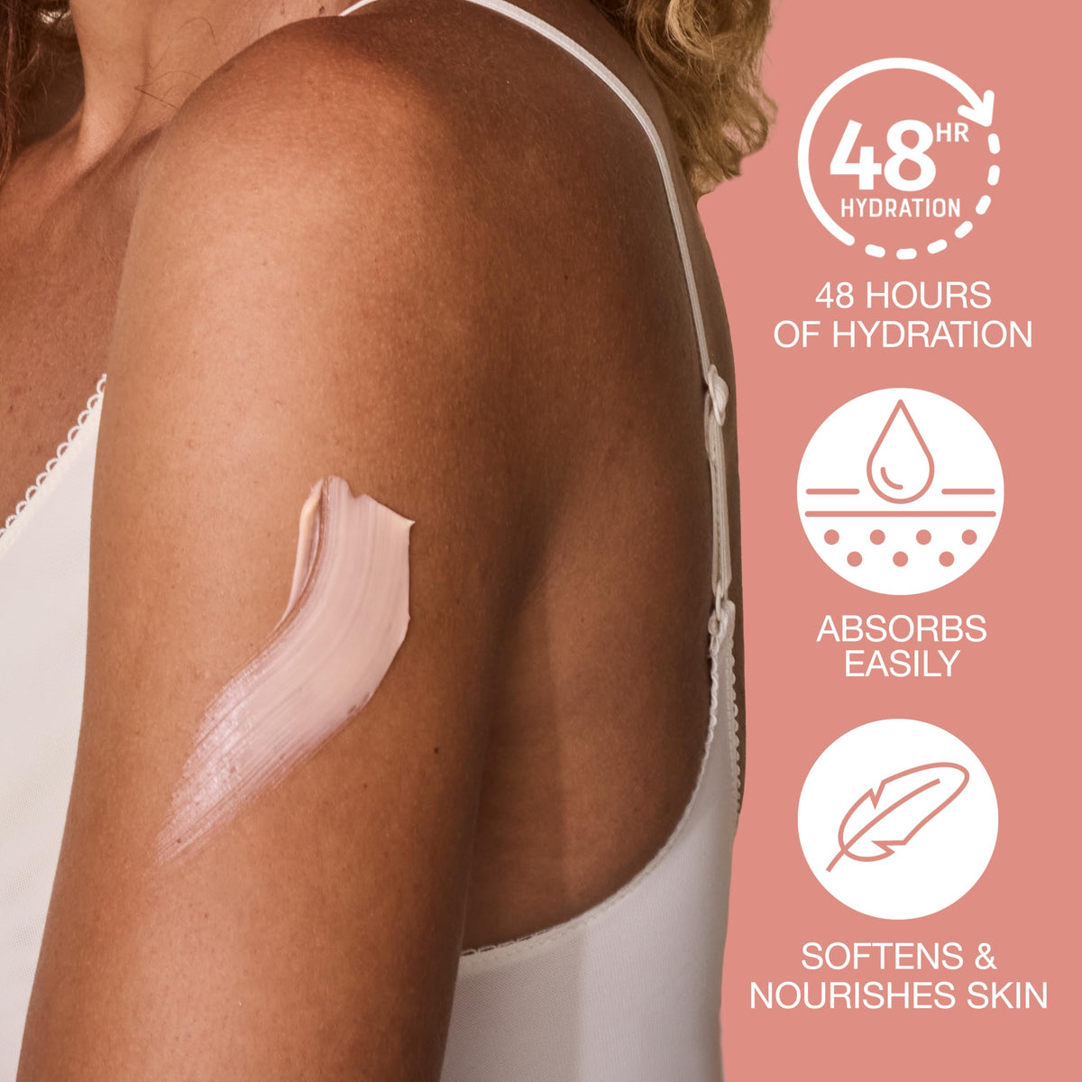 Hempz on-skin application showing hydrated skin and visible softening benefit