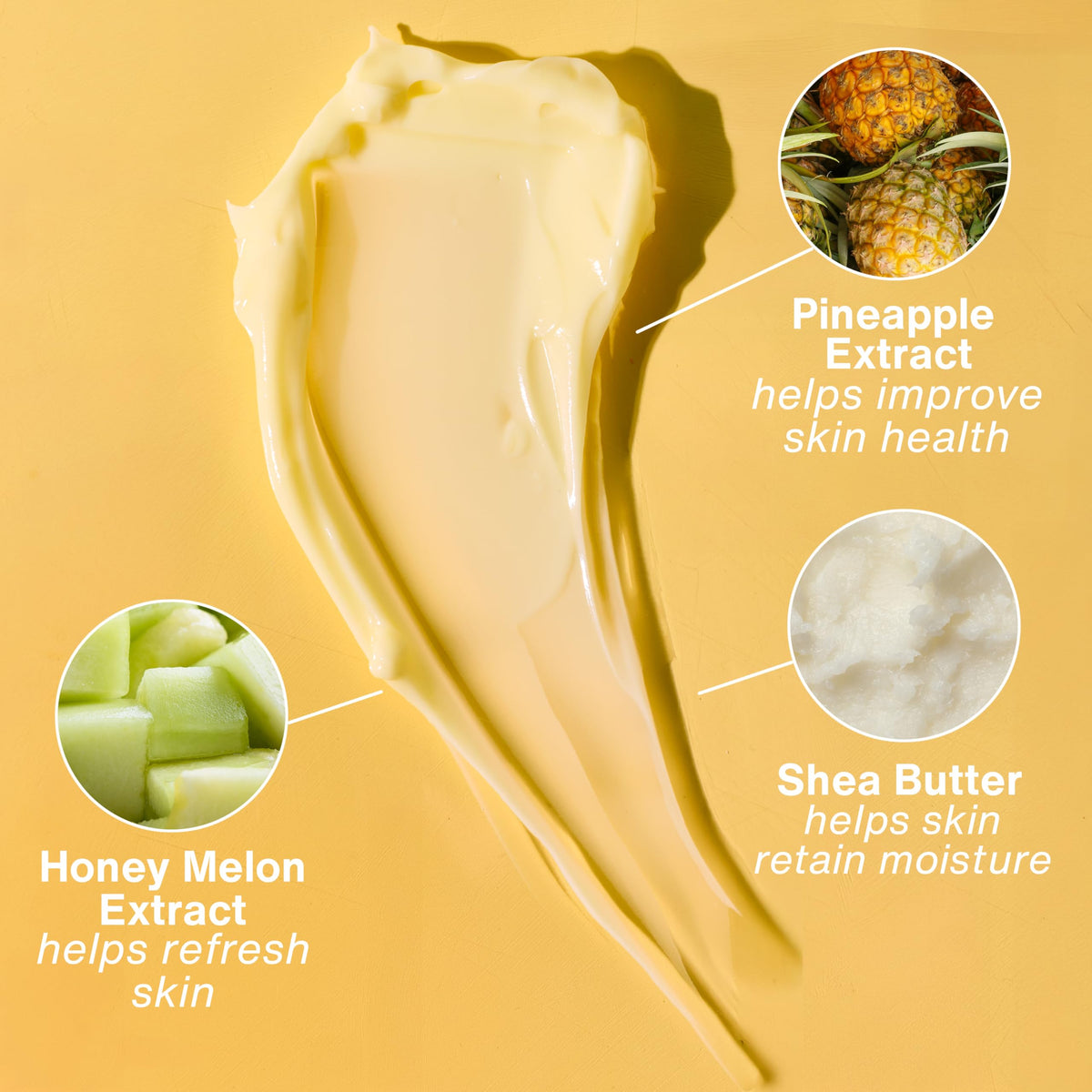 Hempz label close-up showing shea butter aloe and hemp seed oil benefit
