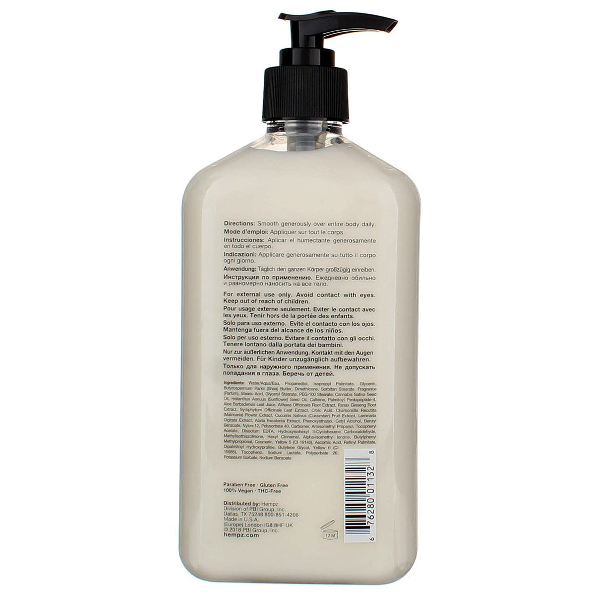 Hempz bottle on bathroom counter in lifestyle setting conveying daily routine freshness