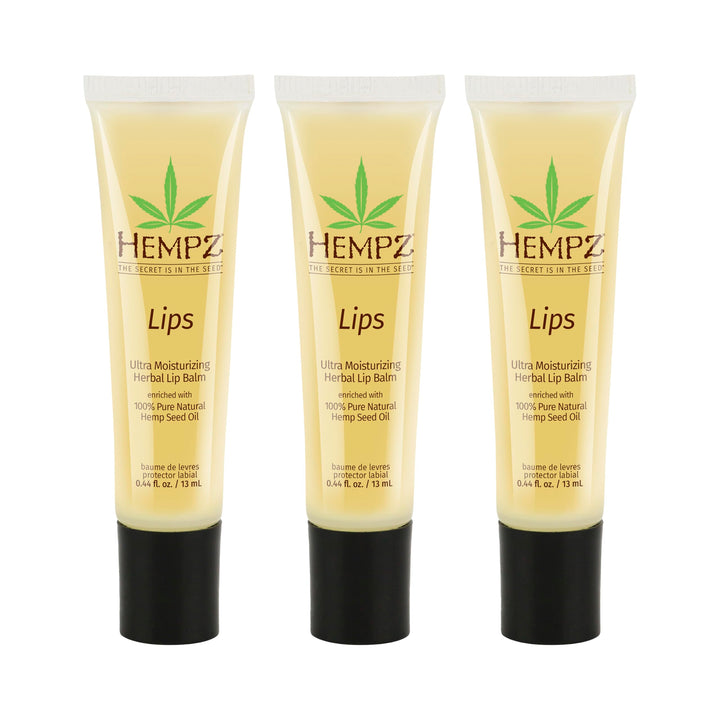 Hempz front packaging three-pack showing travel-ready tubes and benefits