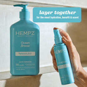 Hempz botanical extracts flatlay highlighting natural vitamin-rich ingredients