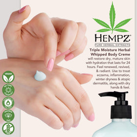 Hempz open tub top view displaying rich whipped cream and easy scoop benefit