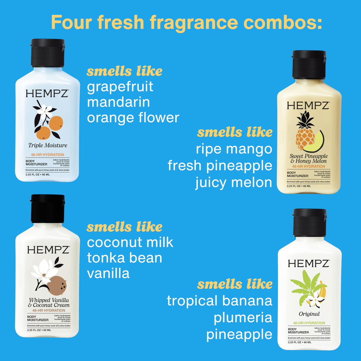 Hempz Original bottle close-up highlighting lightweight, nourishing formula