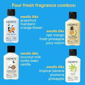 Hempz Original bottle close-up highlighting lightweight, nourishing formula