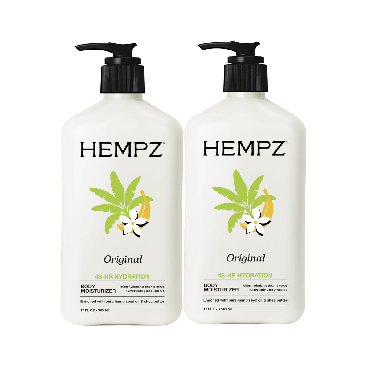 Hempz front packaging showing brand and pump for easy daily hydration