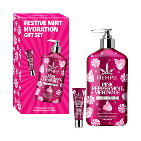 Hempz front packaging showing lotion and lip balm, festive scent gift-ready