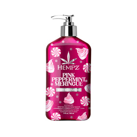 Hempz front packaging showing seasonal pink peppermint scent and size benefit