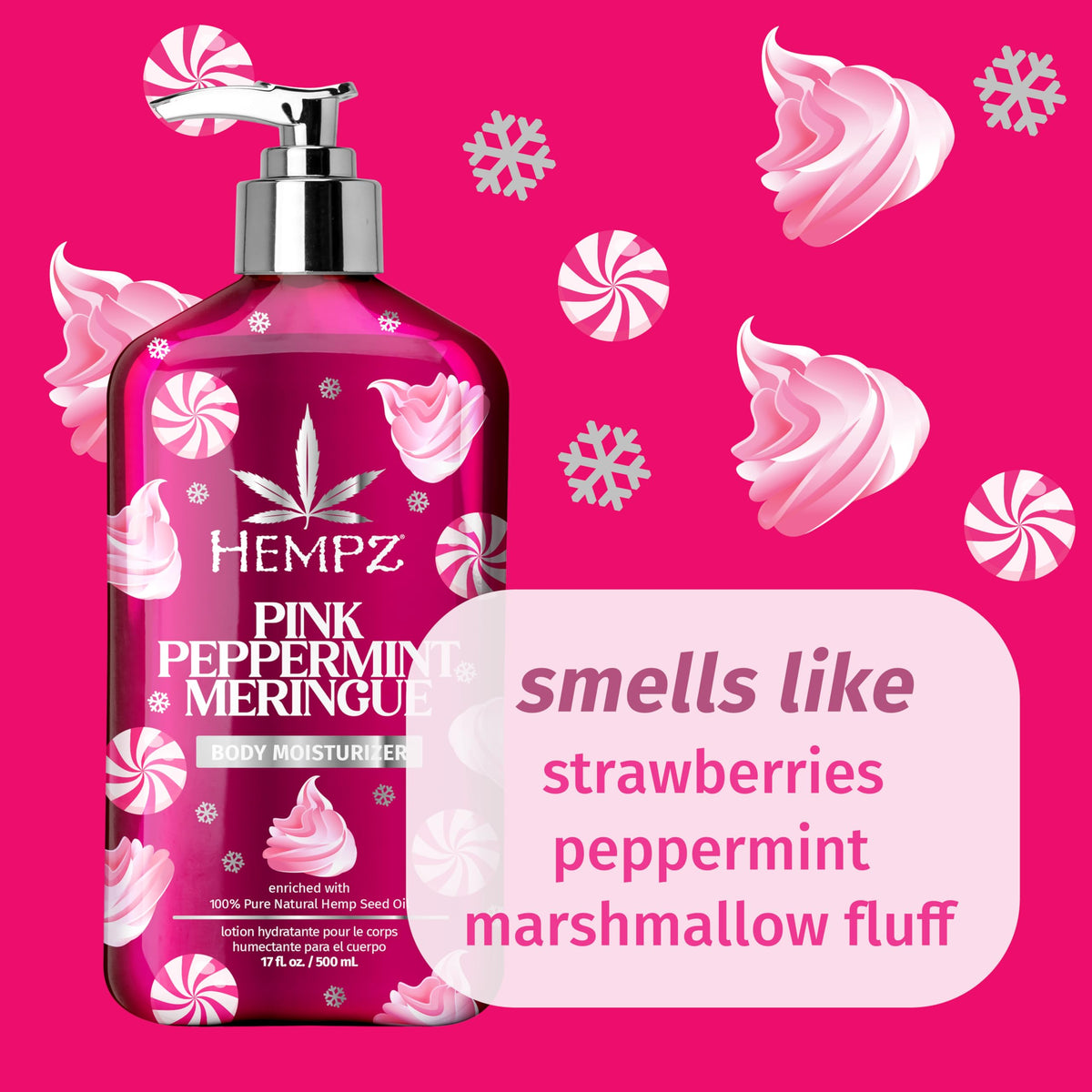 Hempz pump and label detail highlighting ingredient transparency and easy dispensing