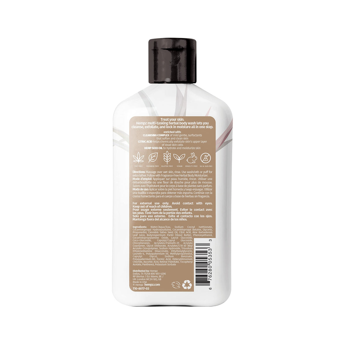 Hempz pump close-up with gel texture highlighting easy dispensing benefit