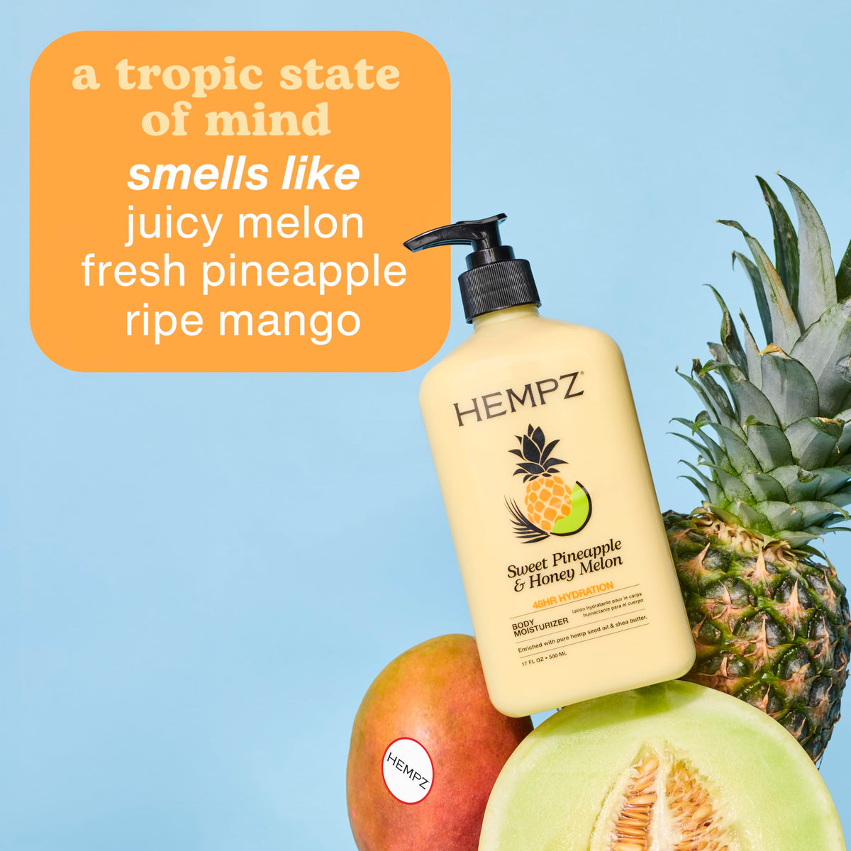 Hempz lotion being dispensed showing easy, non-greasy application