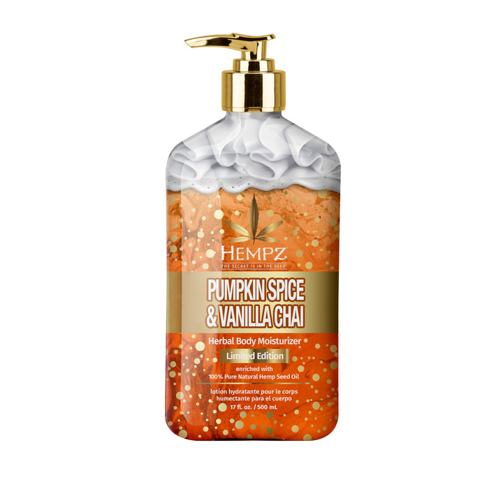 Hempz front packaging 17 oz bottle showing seasonal label and size benefit