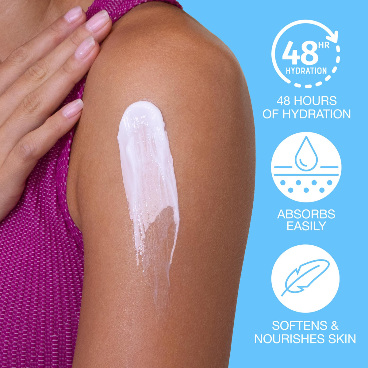 Hempz lotion texture close-up showing creamy, fast-absorbing hydration