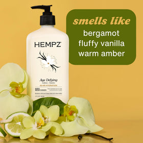 Hempz creamy lotion texture on hand demonstrating smooth absorption