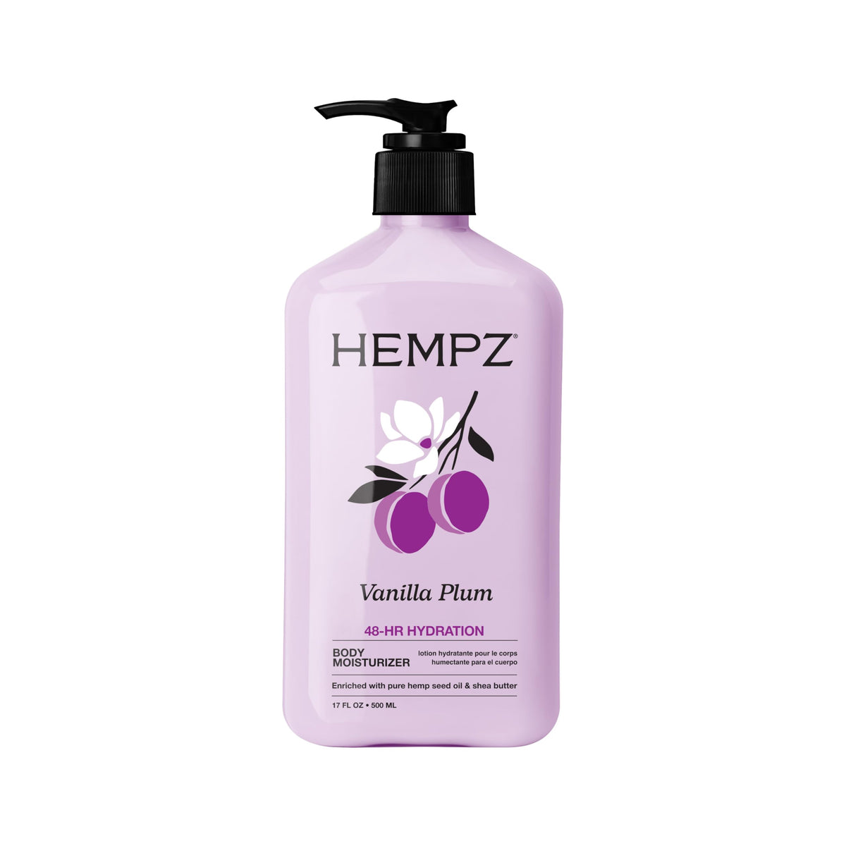 Hempz front packaging showing 17 oz bottle and label, invites confidence
