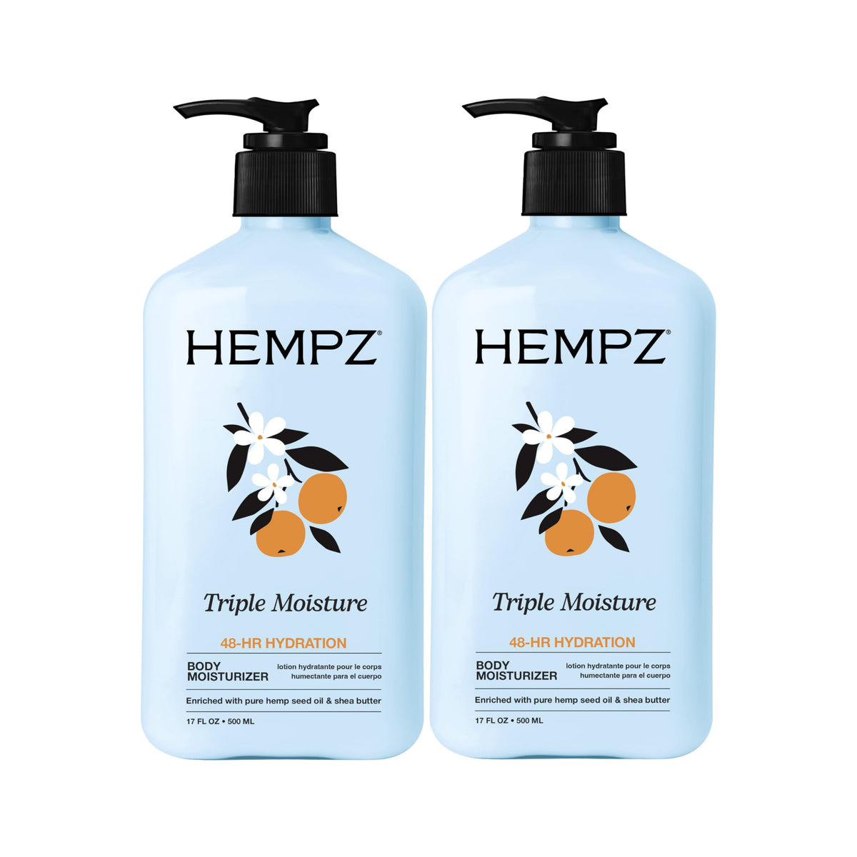 Hempz front packaging showing twin 17 oz tubs for long-lasting hydration