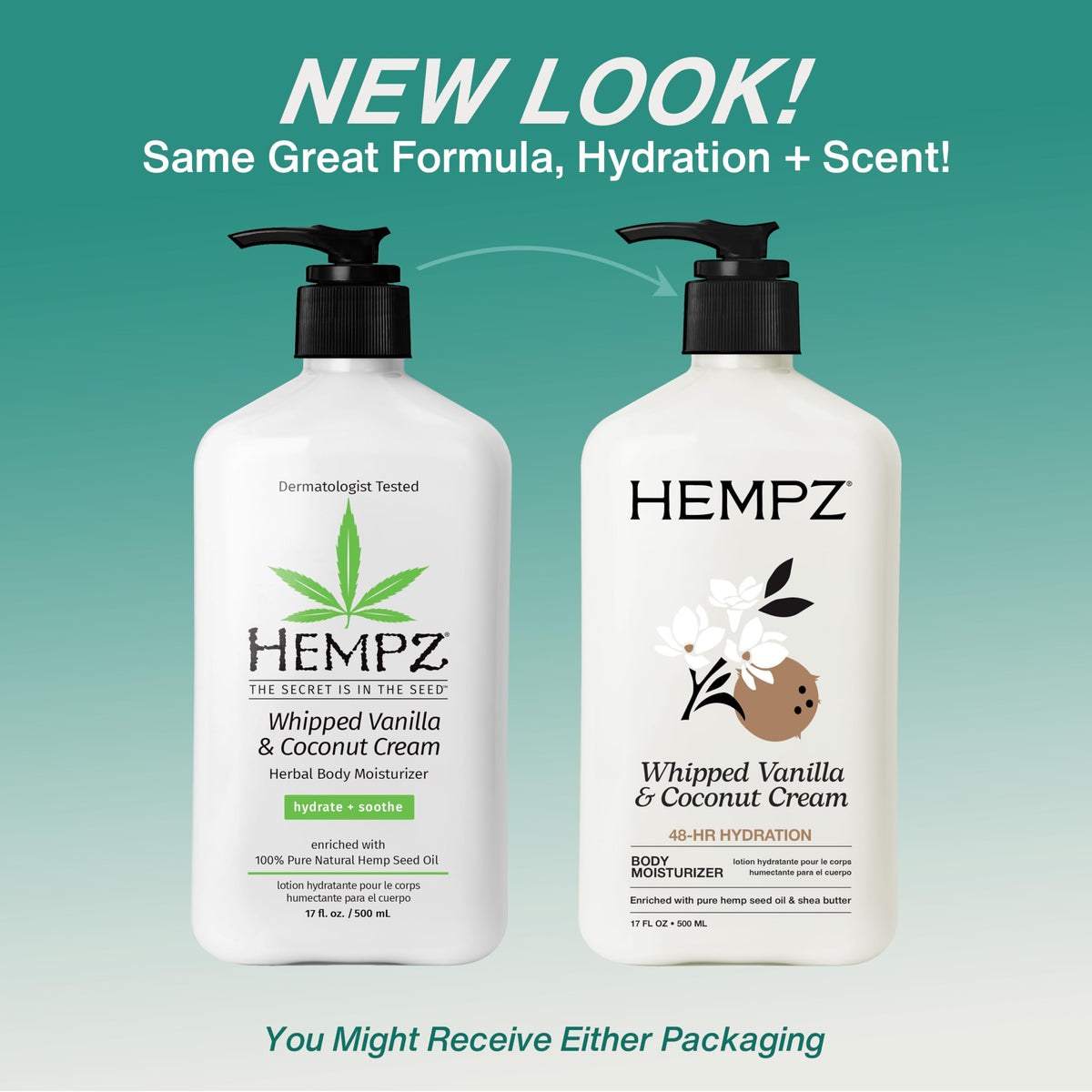 Hempz open lid showing whipped lotion texture for easy absorption benefit