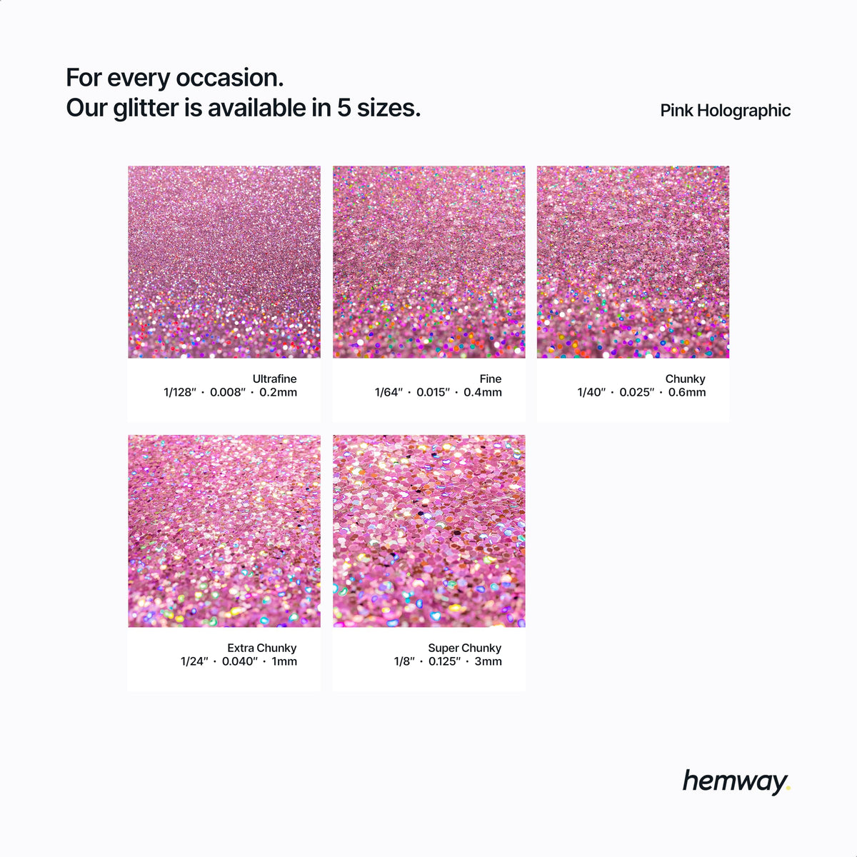 Hemway glitter in hand showing 100g scale and easy-to-use quantity benefit