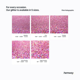 Hemway glitter in hand showing 100g scale and easy-to-use quantity benefit