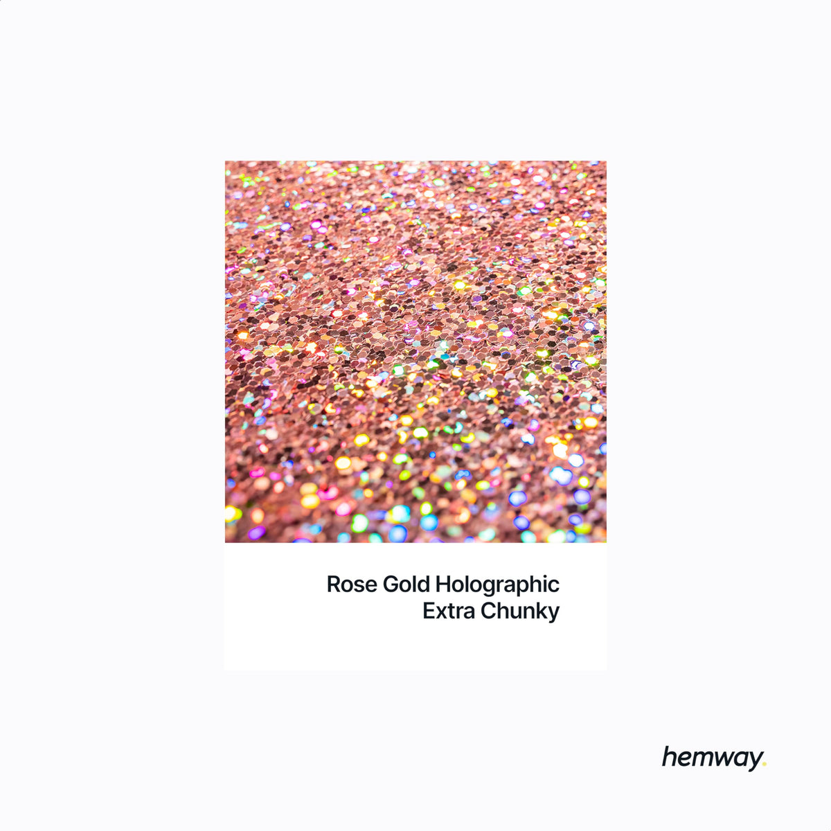 Hemway close-up showing chunky holographic texture for bold reflective sparkle