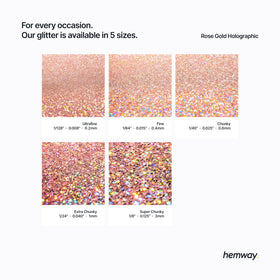 Hemway glitter held in hand to show 100g scale and chunky particle size benefit