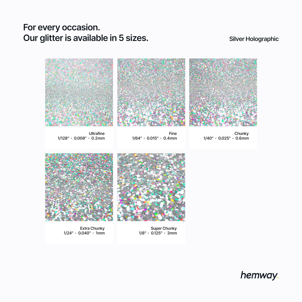 Hemway silver glitter mixed into resin showing vivid holographic shine and durable gloss