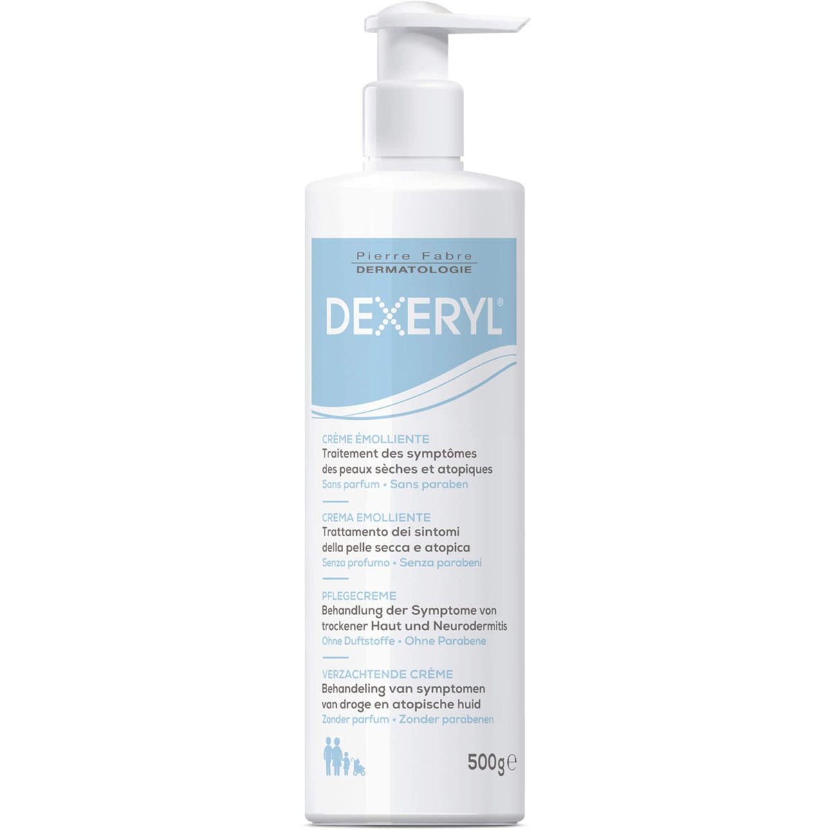 Hengulus DEXERYL cream front view showing 500 g tube and clear product benefit