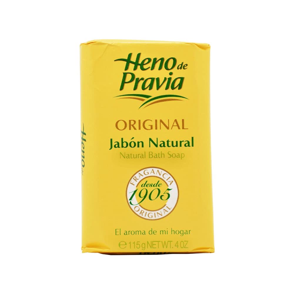 Heno de Pravia soap bar close-up highlighting creamy texture benefit