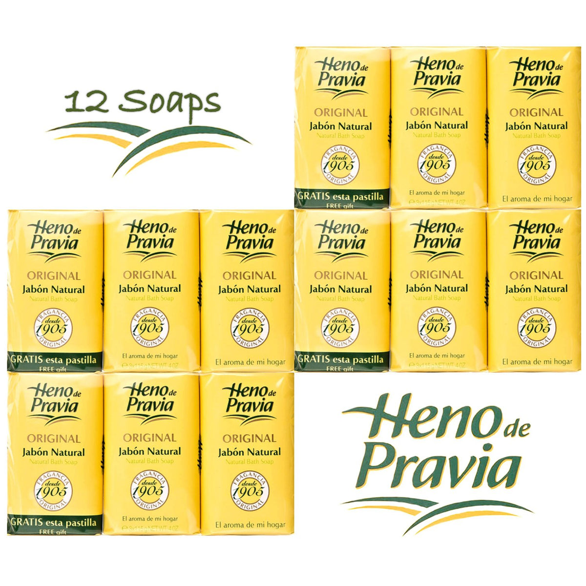 Heno de Pravia single soap bar unwrapped to display shape and everyday convenience