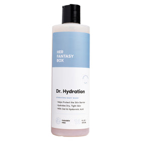 Her Fantasy Box front bottle showing pump and label with hydration benefits