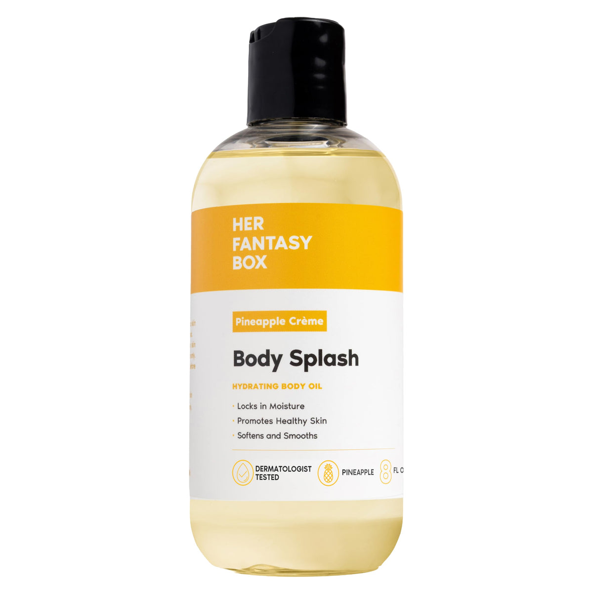 Her Fantasy Box front packaging showing bottle and pineapple crème scent benefit