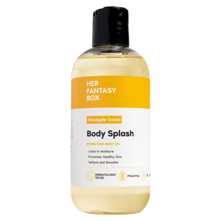Her Fantasy Box front packaging showing bottle and pineapple crème scent benefit