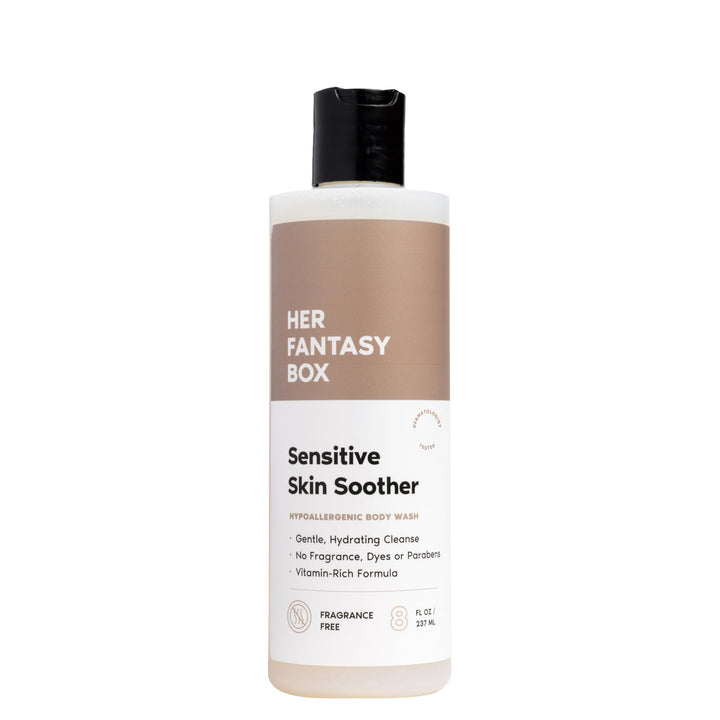 Her Fantasy Box front packaging showing gentle fragrance-free benefits