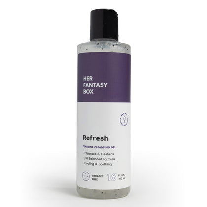 Her Fantasy Box bottle front packaging showing label and 16 oz size for gentle care