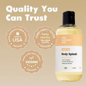 Her Fantasy Box oil droplet closeup showing smooth finish and skin nourishment
