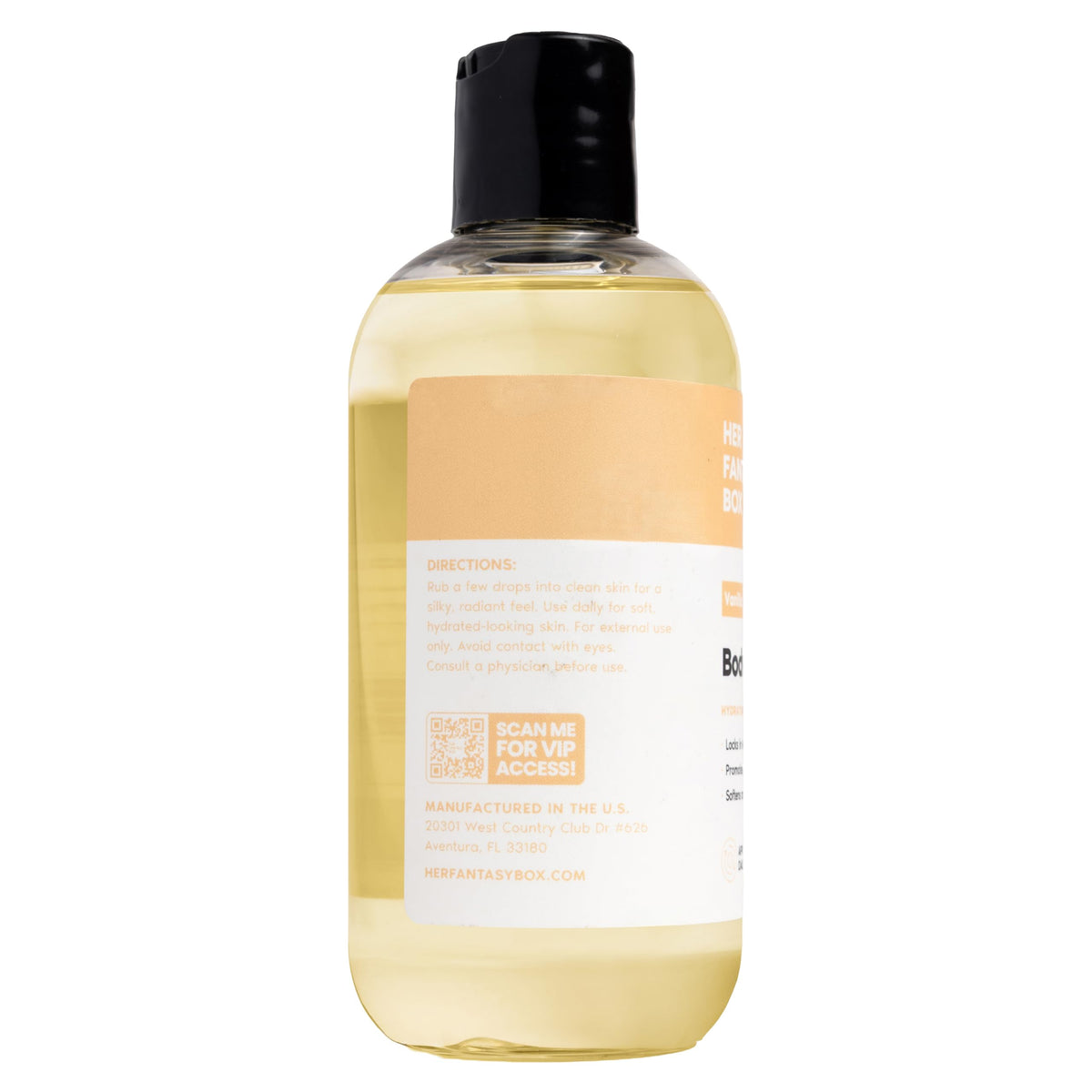 Her Fantasy Box bottle with vanilla beans illustrating gourmand vanilla scent