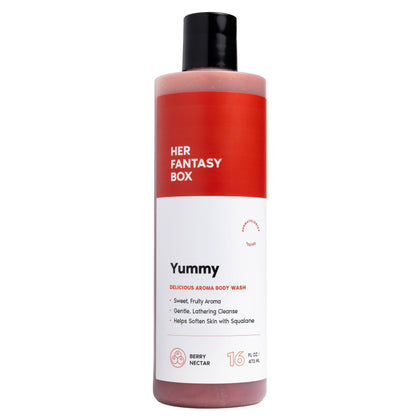 Her Fantasy Box front bottle view showing product and packaging benefit