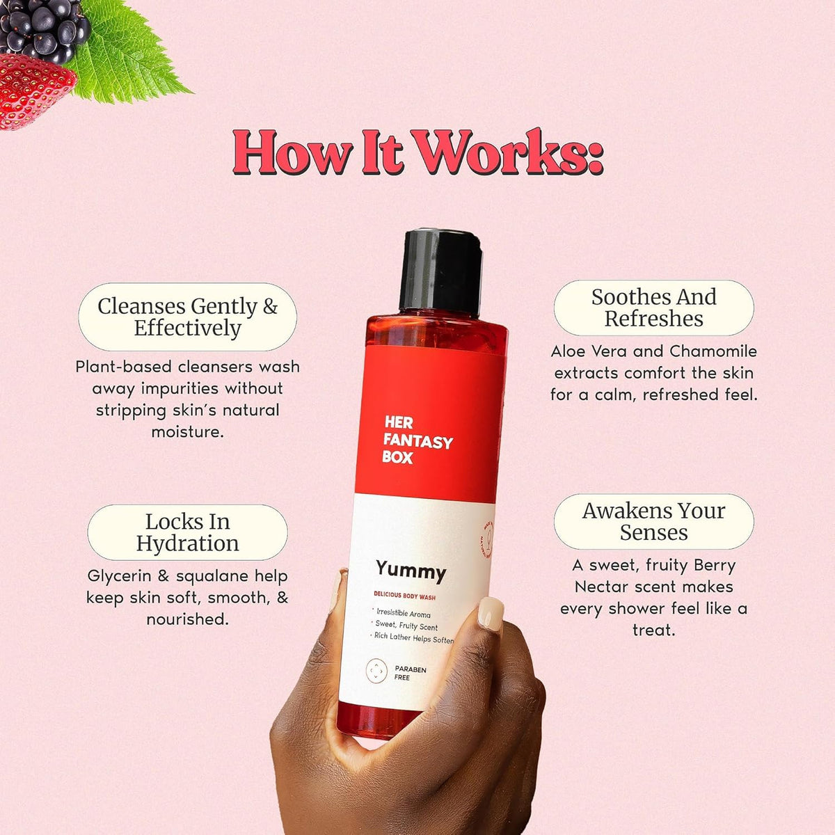 Her Fantasy Box creamy lather texture showing gentle cleansing benefit