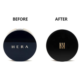 HERA compact inside a makeup bag, conveys travel-friendly convenience