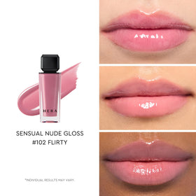 HERA close-up gloss texture showing smooth shine and sheer tint