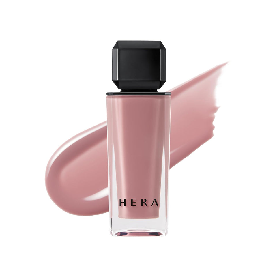 HERA front packaging showing sleek gloss tube and shade label benefit: luxury presentation