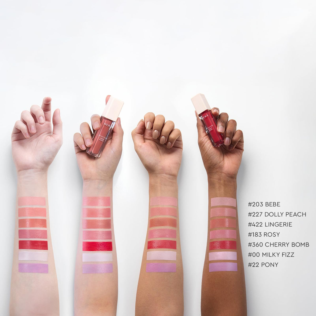 HERA model with rosy glass-skin cheeks demonstrating dewy, lit-from-within glow