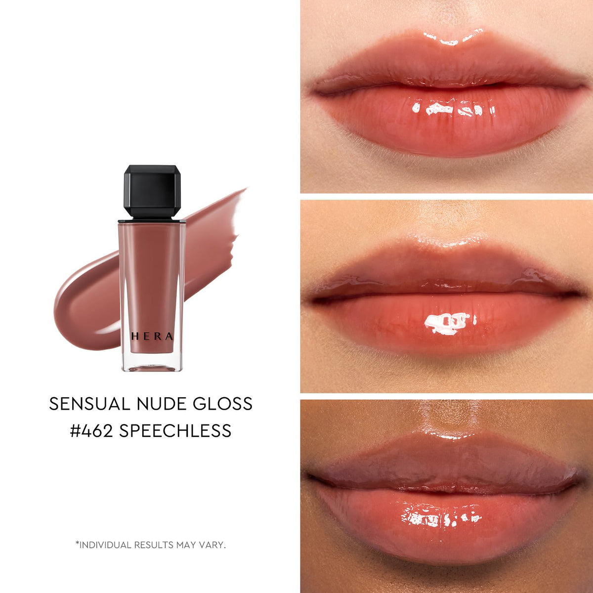 HERA gloss applicator wand lifting product, demonstrates smooth easy application