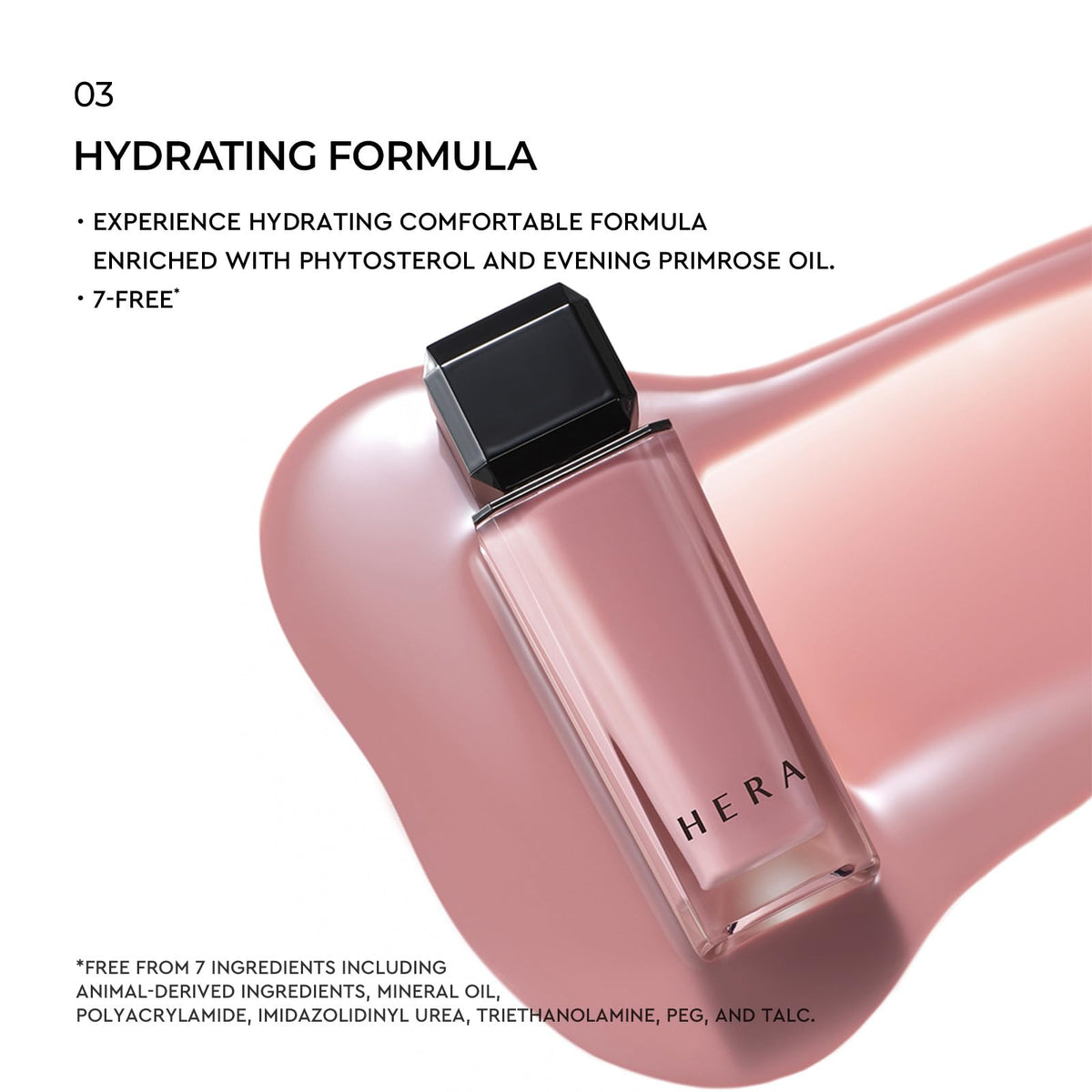 HERA gloss ingredient highlight with evening primrose oil, emphasizes hydration
