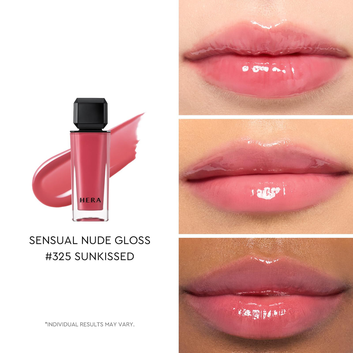 HERA gloss texture close-up showing creamy shine and non-sticky finish