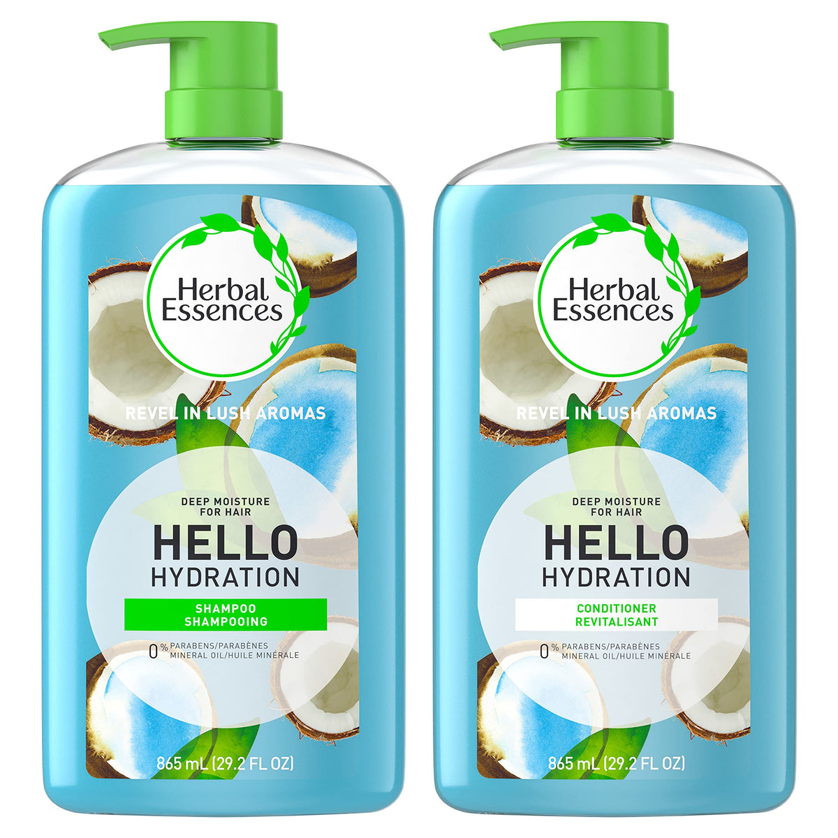 Herbal Essences front packaging showing shampoo and conditioner benefits