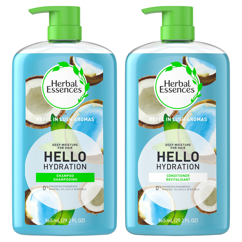 Herbal Essences front packaging showing shampoo and conditioner benefits