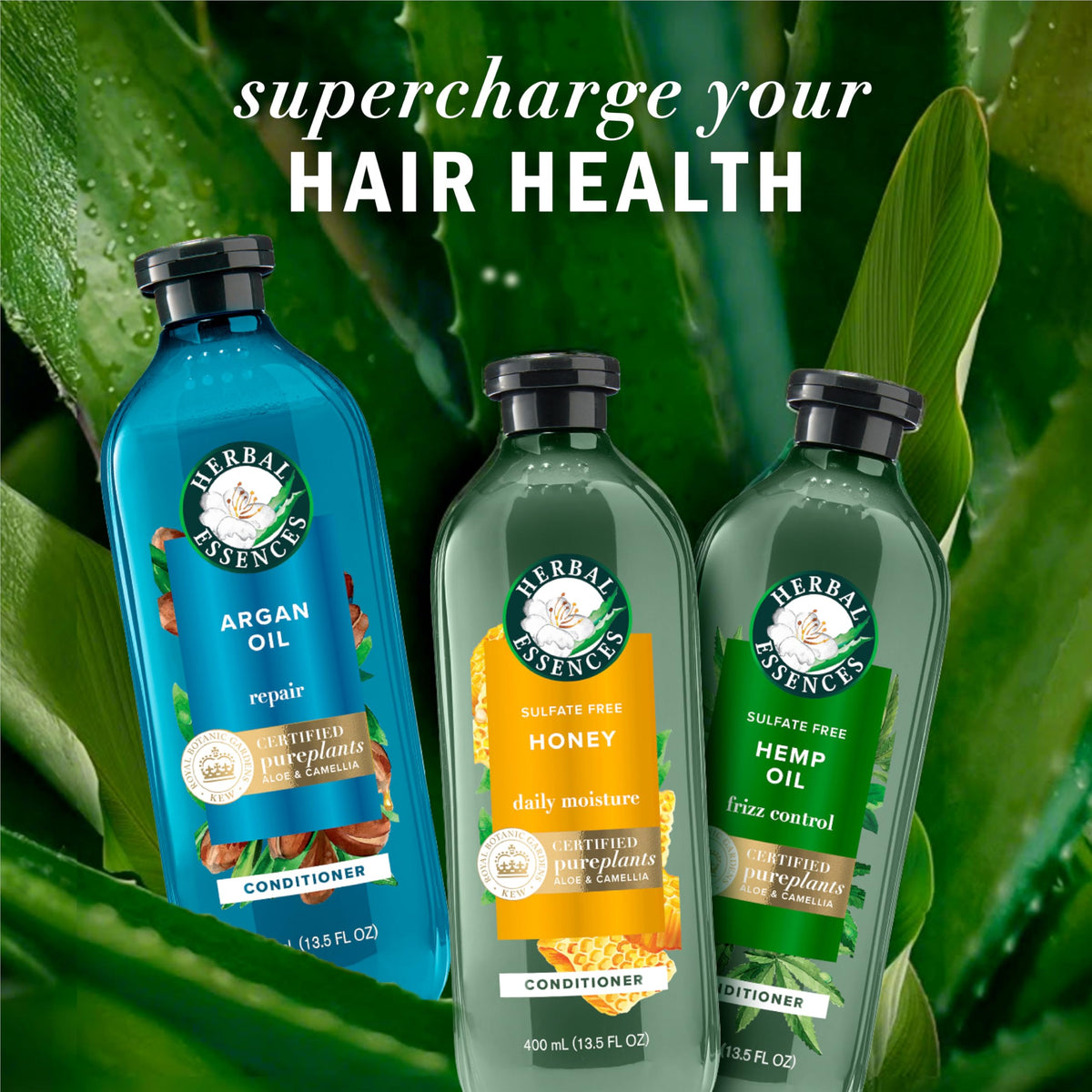 Herbal Essences hair before and after image showing improved smoothness and shine