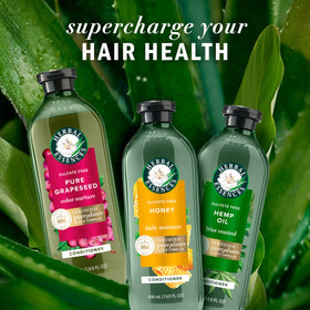 Herbal Essences recyclable bottle detail emphasizing eco-friendly packaging